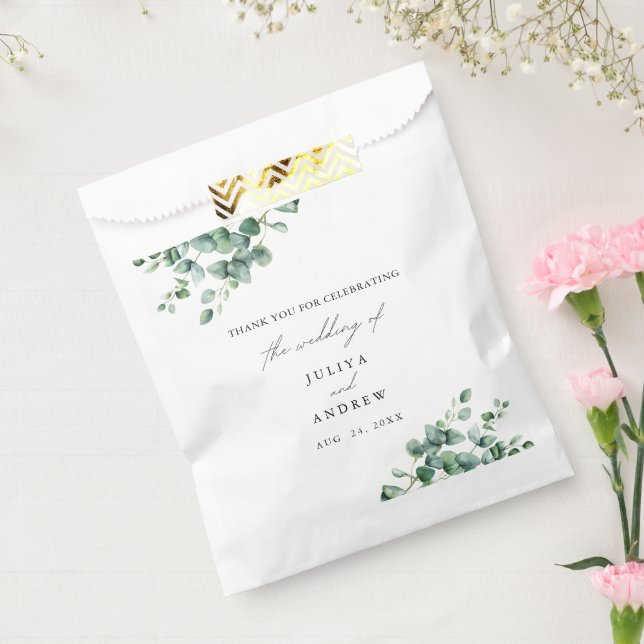 Sachets En Papier Mariage Eucalyptus vert (Scellé)