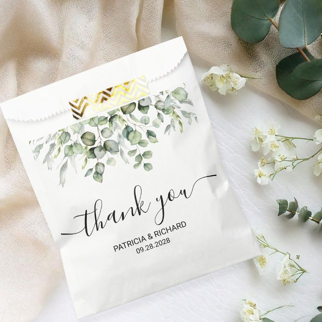 Sachets En Papier Mariage Eucalyptus vert (Créateur téléchargé)