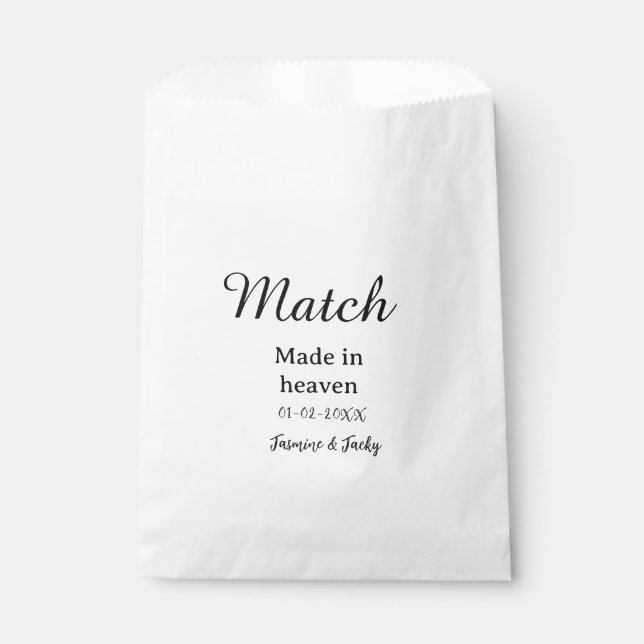 Sachets En Papier Mariage fait au ciel ajouter nom date calligraphie (Devant)