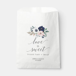 Sachets En Papier Mariage Favor Sac Love is Sweet Navy Blooms