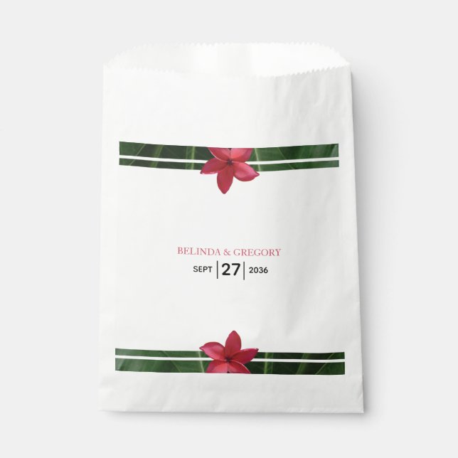 Sachets En Papier Mariage Fleur de Frangipanier Rouge Plumeria (Devant)