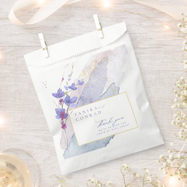 Sachets En Papier Mariage fleur sauvage Aquarelle Merci Peri ID954 (Coupé)