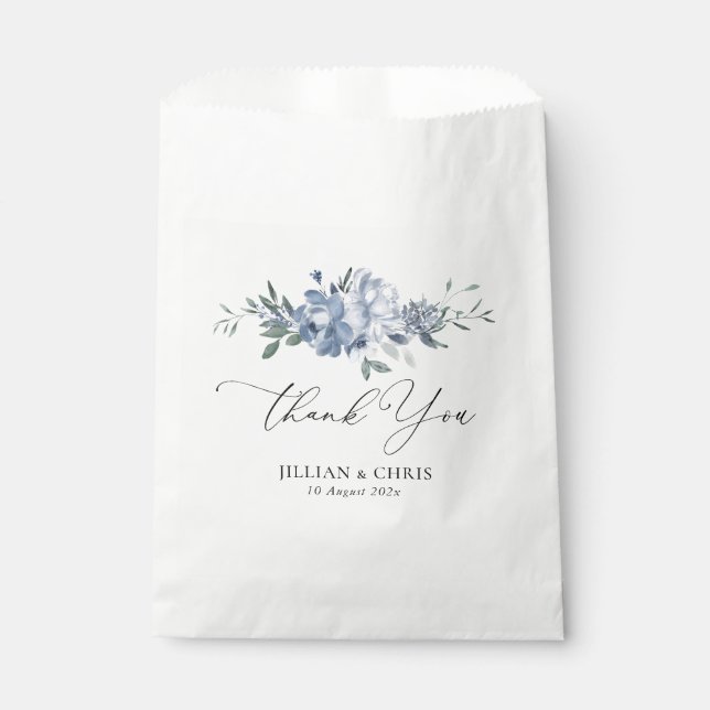 Sachets En Papier mariage floral bleu foncé (Devant)