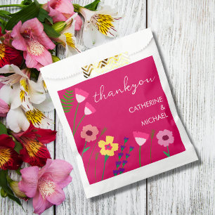 Sachets En Papier Mariage floral de printemps rose Fuchsia gras et b