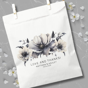 Sachets En Papier Mariage Floral Élégant Moderne Noir Blanc