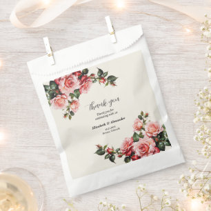 Sachets En Papier Mariage floral élégant roses roses rouges