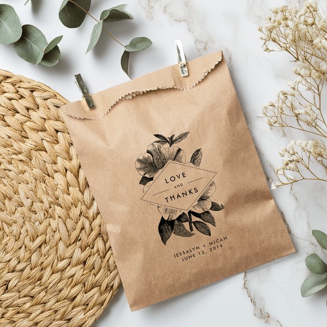 Sachets En Papier Mariage Floral Kraft Favoriser le Merci (Créateur téléchargé)