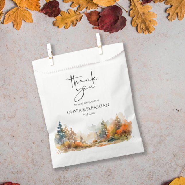 Sachets En Papier Mariage forestier d'automne rustique (Créateur téléchargé)