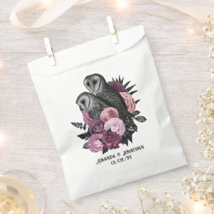 Sachets En Papier Mariage Glam Gothique Fleurs Mauves Hiboux