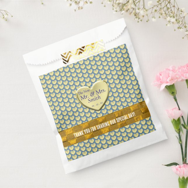 Sachets En Papier Mariage Gold Dusty Blue (Scellé)