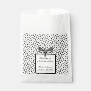 Sachets En Papier Mariage gothique Favor Sac Mousse & dentelle Noir