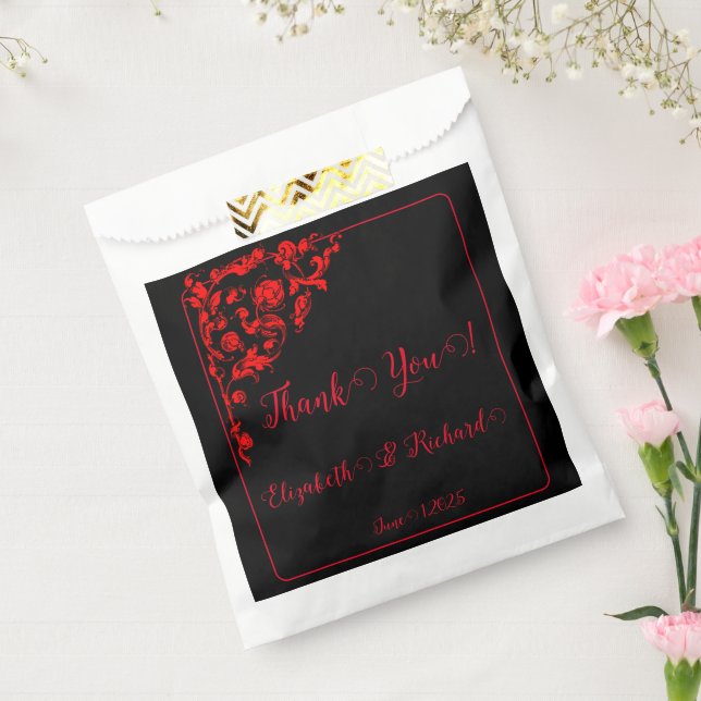 Sachets En Papier Mariage gothique sombre "Merci" (Scellé)