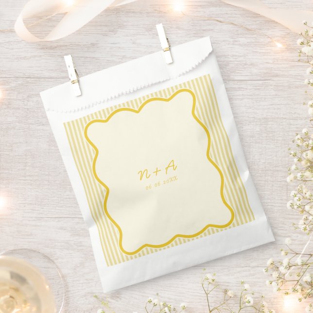 Sachets En Papier Mariage jaune beurre moderne (Coupé)