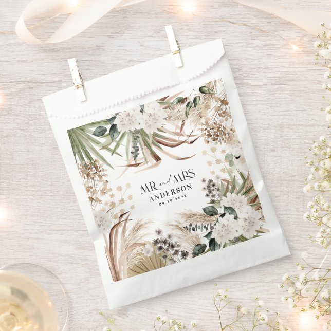 Sachets En Papier Mariage M. Mme Pampas eucalyptus parti boho modern (Coupé)
