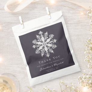 Sachets En Papier Mariage minimaliste de flocon de neige Plum Purp