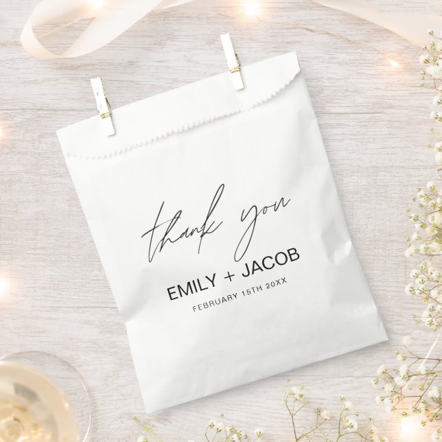 Sachets En Papier Mariage minimaliste de typographie Merci (Coupé)