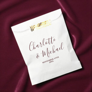Sachets En Papier Mariage Minimaliste Écriture Élégante Blanc & Bour
