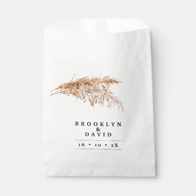 Sachets En Papier Mariage minimaliste Pampas Grass (Devant)