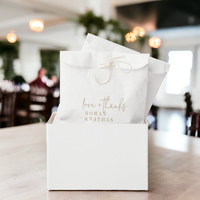 Sachets En Papier Mariage moderne chic or et blanc amour et merci (Créateur téléchargé)