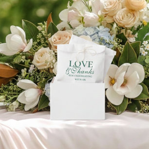 Sachets En Papier Mariage Moderne Vert Sauge Amour et Remerciements