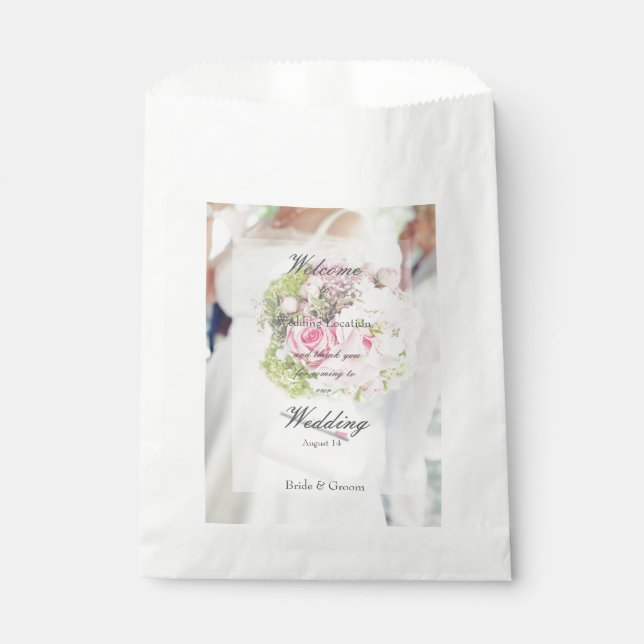 Sachets En Papier Mariage modifiable de bouquet de mariée et de fleu (Devant)