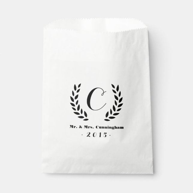 Sachets En Papier Mariage Monogram Laurel (Devant)