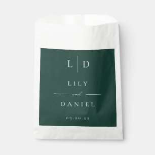 Sachets En Papier Mariage Monogramme minimaliste Emerald Green