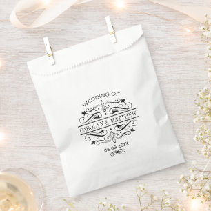 Sachets En Papier Mariage Monogramme Vintage Fleur Noir
