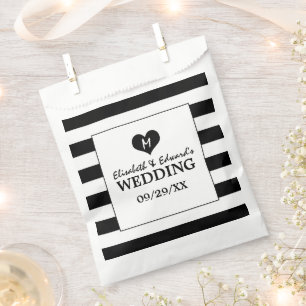 Sachets En Papier Mariage noir et blanc moderne