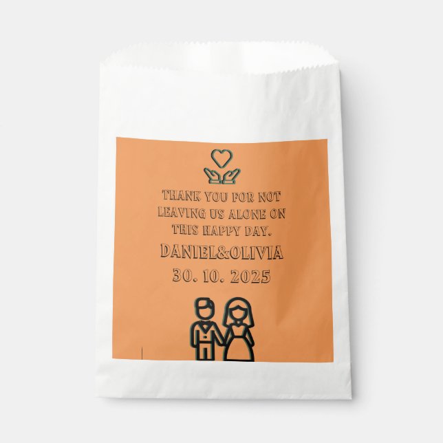 Sachets En Papier Mariage orange profond (Devant)