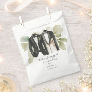 Sachets En Papier Mariage personnalisé de feuillage vert coupé