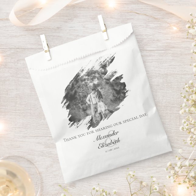 Sachets En Papier Mariage photo moderne Brushstroke | BLANCHE (Coupé)