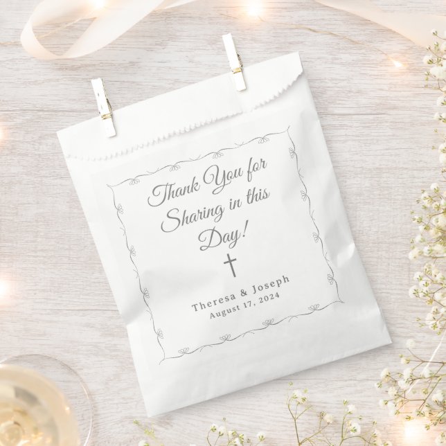 Sachets En Papier Mariage purement catholique blanc (Coupé)