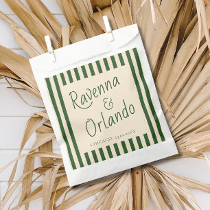 Sachets En Papier Mariage Rétro Minimaliste Rayures Vert Bouteille