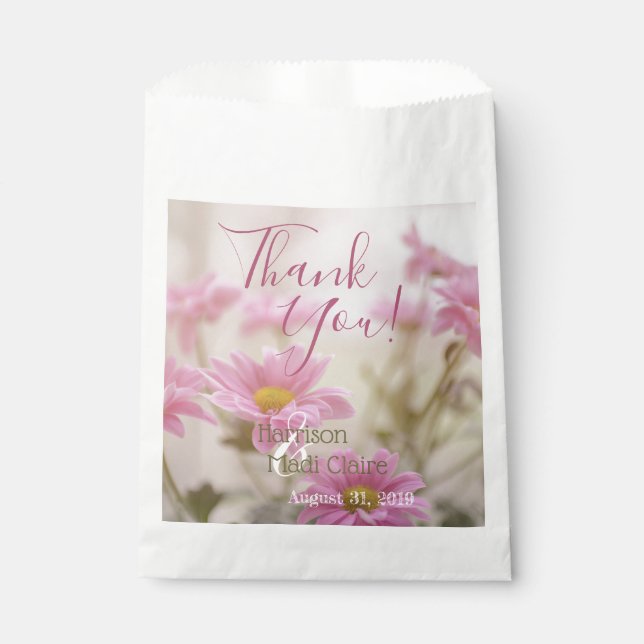 Sachets En Papier Mariage Rose Daisy Favor Sac Fleurs romantiques (Devant)