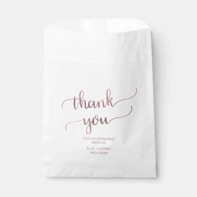 Sachets En Papier Mariage rose Gold (Devant)