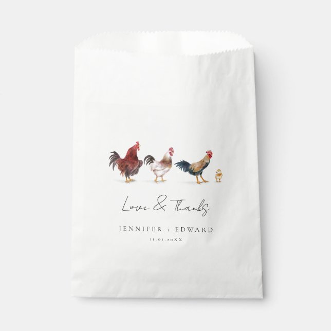 Sachets En Papier Mariage rustique de coq de poulet (Devant)