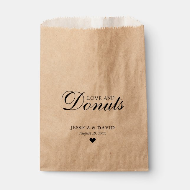 Sachets En Papier Mariage simple Kraft Paper Love and Donuts (Devant)