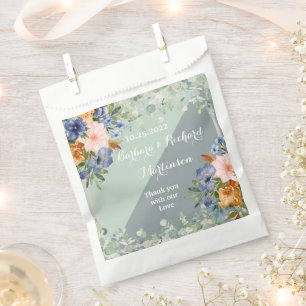 Sachets En Papier Mariage vert de pêche bleu foncé