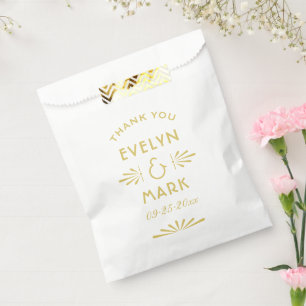 Sachets En Papier Mariage Vintage Or Art Déco Merci