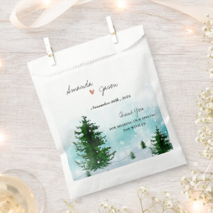 Sachets En Papier Mariée Groom Merci Hiver Matin Mariage
