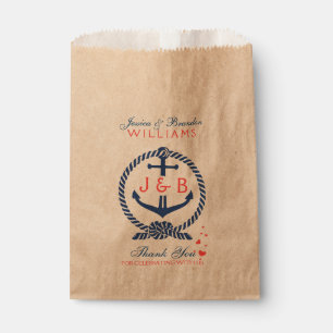 Sachets En Papier Marine Bleu Ancre Et Corde Bateau Nautique