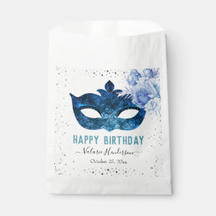 Sachets En Papier Mascarade bleue fête d'anniversaire