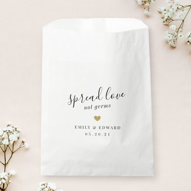 Sachets En Papier Masque de visage de Mariage Gold Heart moderne (Créateur téléchargé)