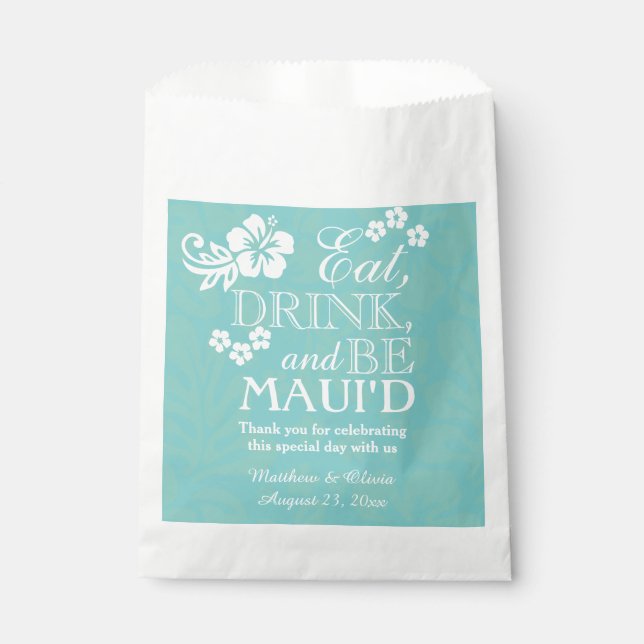 Sachets En Papier Maui Hawaii Mariage Candy Bar Merci buffet (Devant)