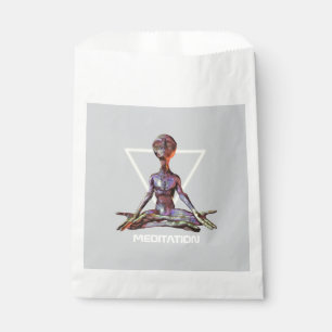 Sachets En Papier Méditation. Alien en pose tranquille
