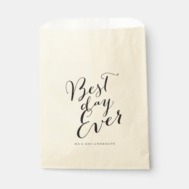 Sachets En Papier Meilleur Jour Jeu Script Chic Calligraphie Nom Mar (Devant)
