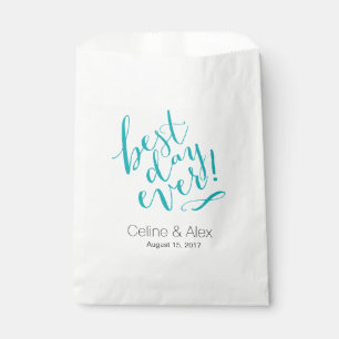 Sachets En Papier MEILLEUR JOUR Jour de mariage   TURQUOISE