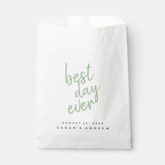 Sachets En Papier Meilleur Mariage vert jamais Sage (Devant)