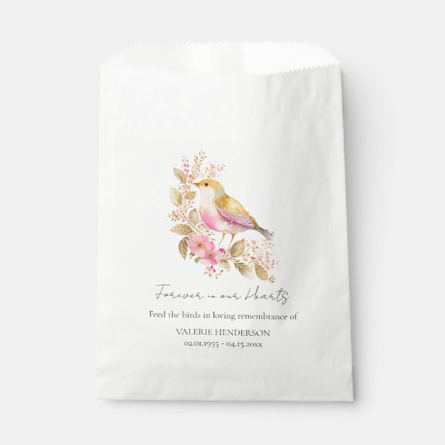 Sachets En Papier Memorial Bird Seeds Funeral Keepsaké (Devant)